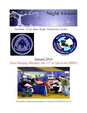 January 2016 BRAS Newsletter