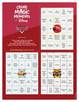 Printable Bingo Cards. Cut Here Time to Get Revved up and Play Movie