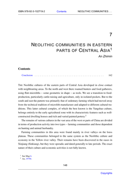Neolithic Communities in Eastern Parts of Central