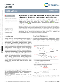 A Palladium-Catalyzed Approach to Allenic Aromatic Ethers and First Total