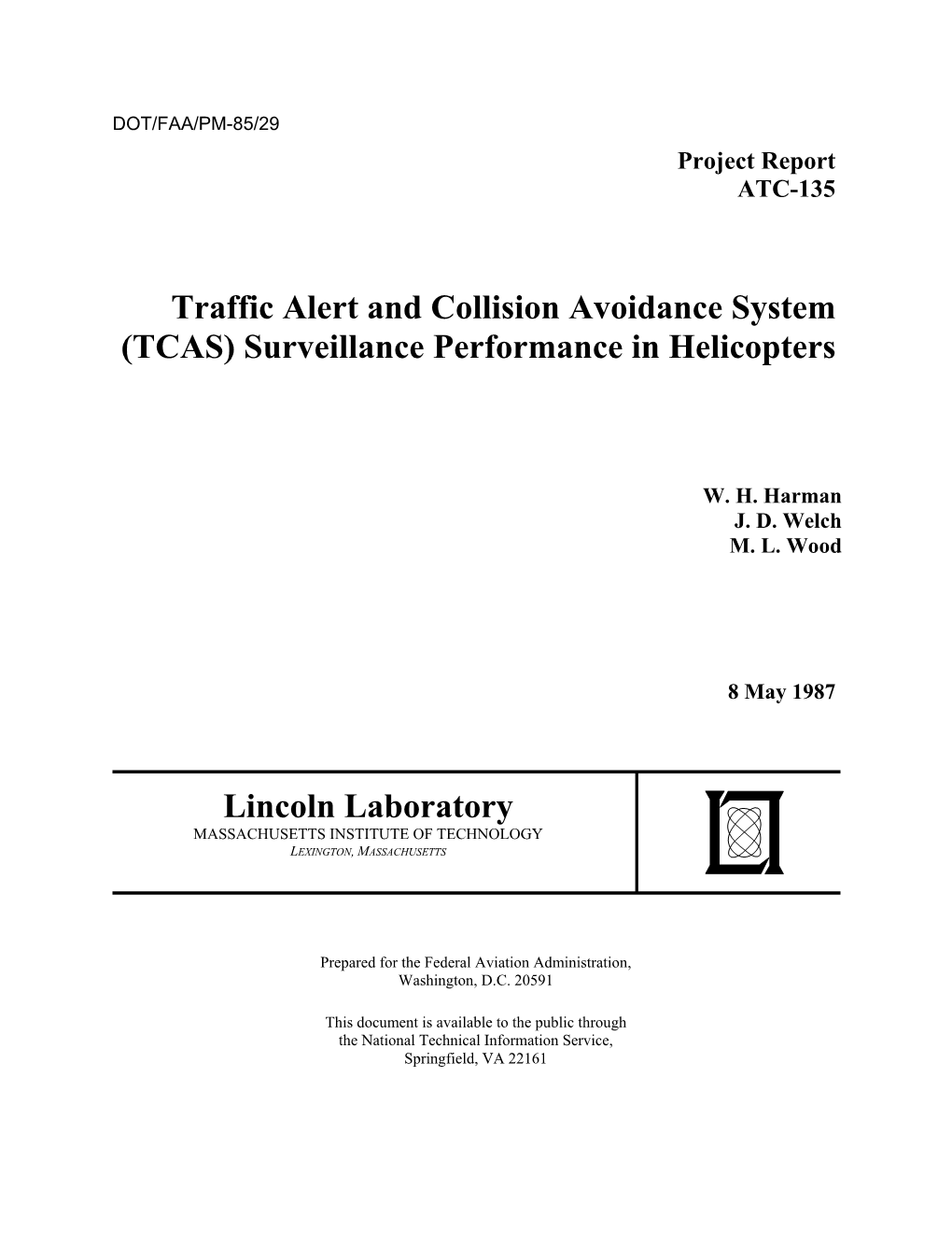 Traffic Alert and Collision Avoidance System (TCAS) Surveillance Performance in Helicopters