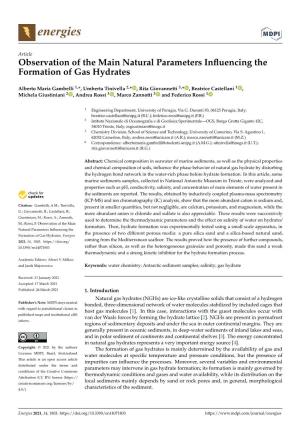 Observation of the Main Natural Parameters Influencing the Formation of Gas Hydrates