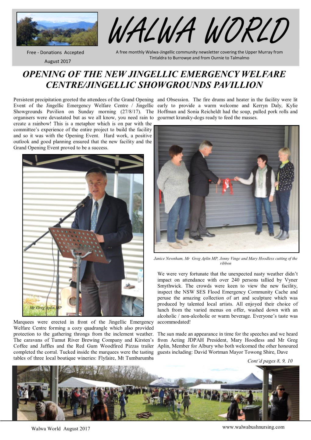 Opening of the New Jingellic Emergency Welfare Centre/Jingellic Showgrounds Pavillion