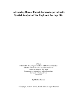 Intrasite Spatial Analysis of the Eaglenest Portage Site