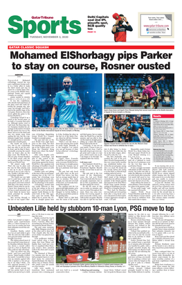 Mohamed Elshorbagy Pips Parker to Stay on Course, Rosner Ousted