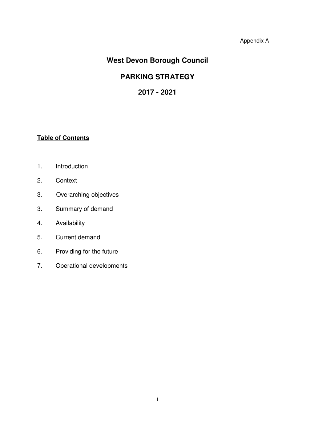 West Devon Borough Council PARKING STRATEGY 2017