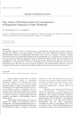 The Action of Pramiracetam on Consequences of Hypobaric Hypoxia Is Only Moderate