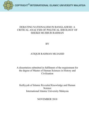 A Critical Analysis of Political Ideology of Sheikh Mujibur Rahman by Atiqur Rahman Mujahid