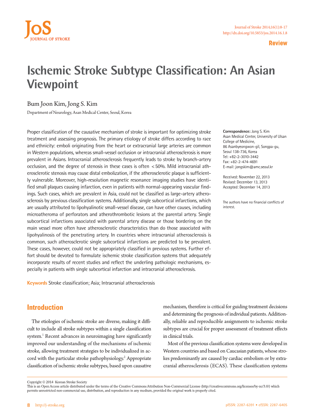 Ischemic Stroke Subtype Classification: an Asian Viewpoint