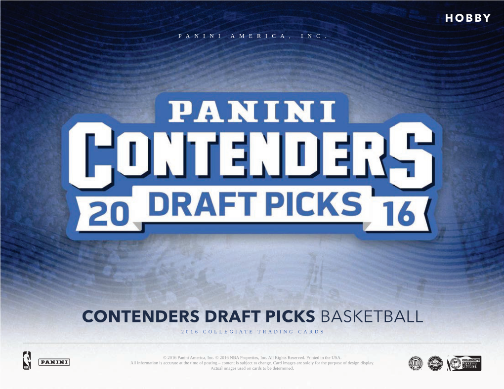 Contenders Draft Picks Basketball 2016 Collegiate Trading Cards