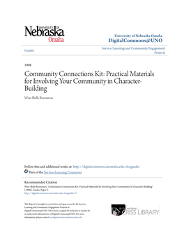 Community Connections Kit: Practical Materials for Involving Your Community in Character- Building Wise Skills Resources