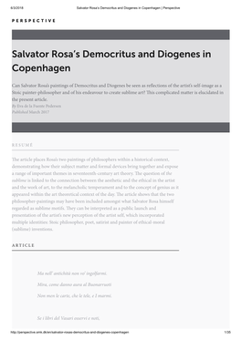 Salvator Rosa's Democritus and Diogenes in Copenhagen