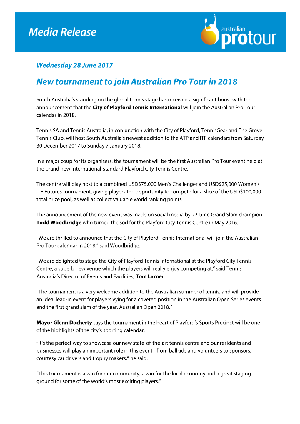 New Tournament to Join Australian Pro Tour in 2018