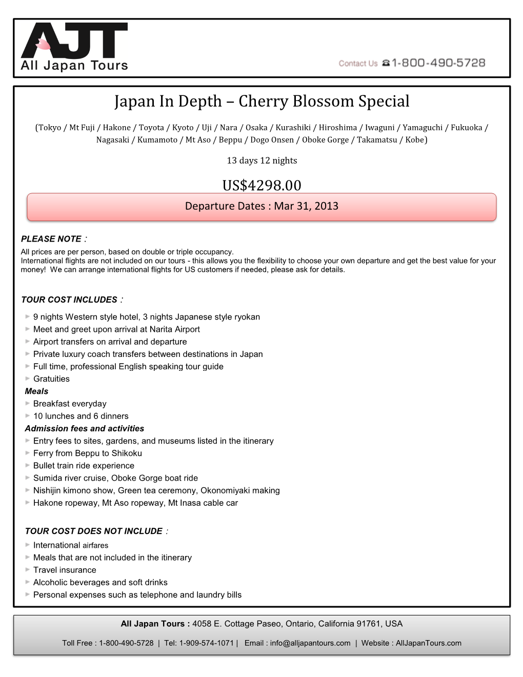 Japan in Depth – Cherry Blossom Special