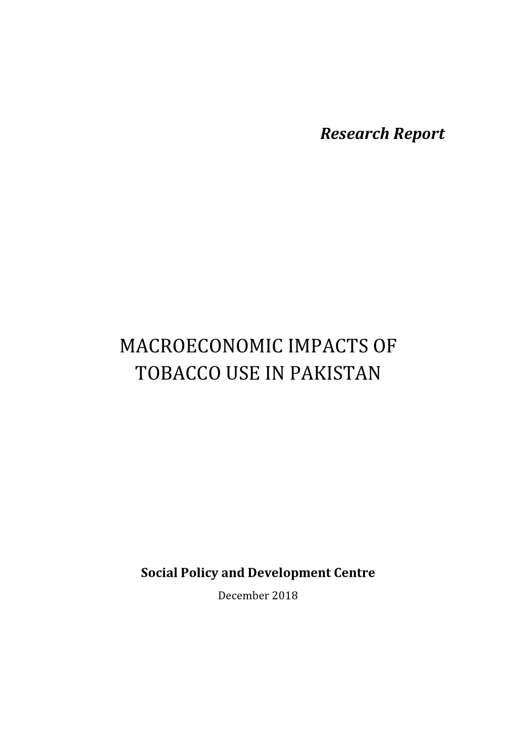 Macroeconomic Impacts of Tobacco Use in Pakistan III