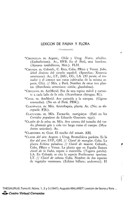 Lexicón De Fauna Y Flora (Continuación)