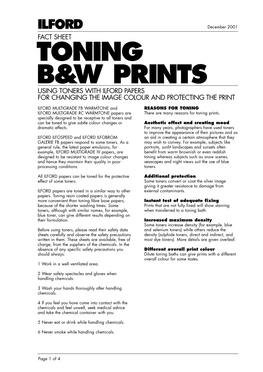 Toning B&W Prints