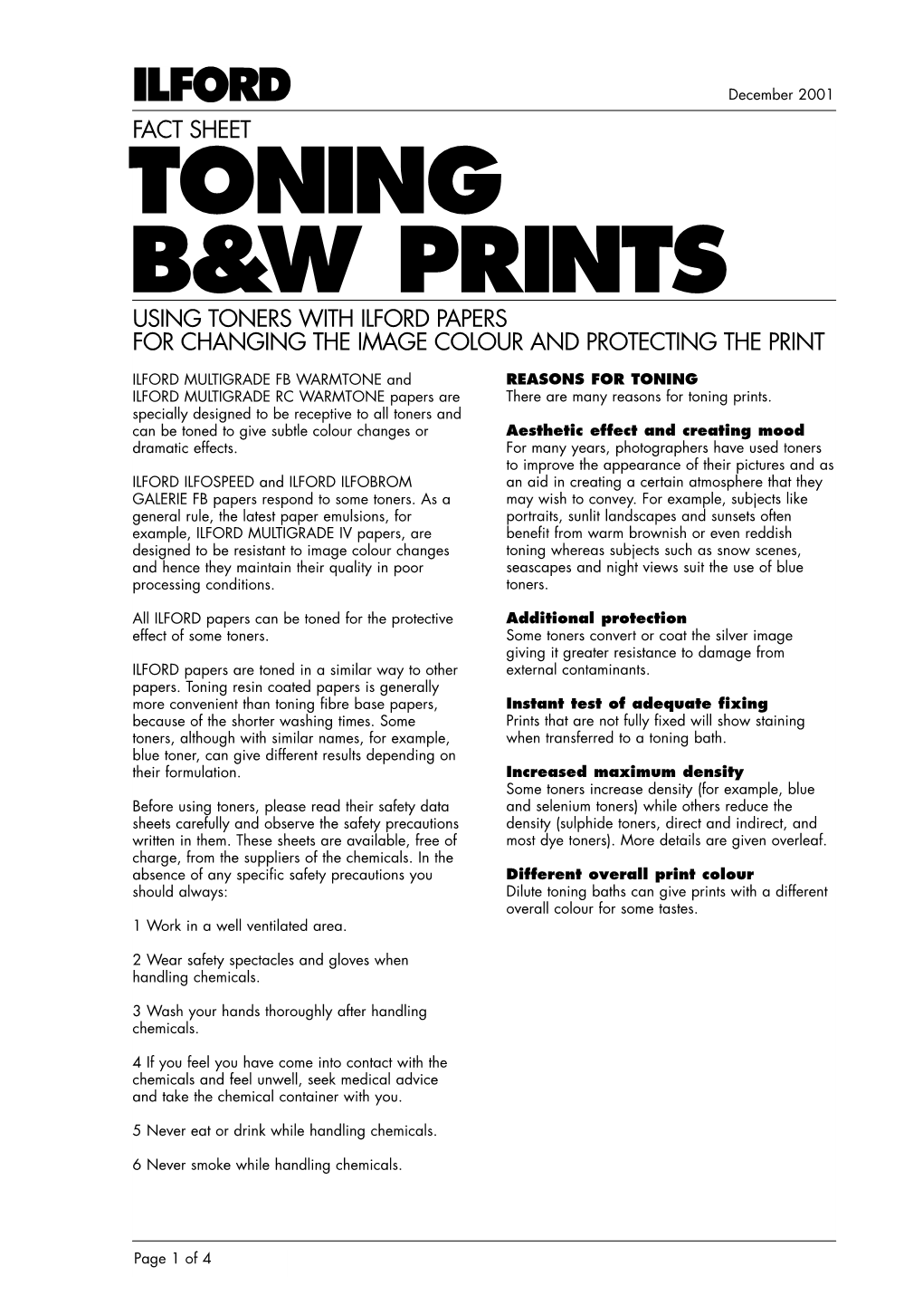 Toning B&W Prints