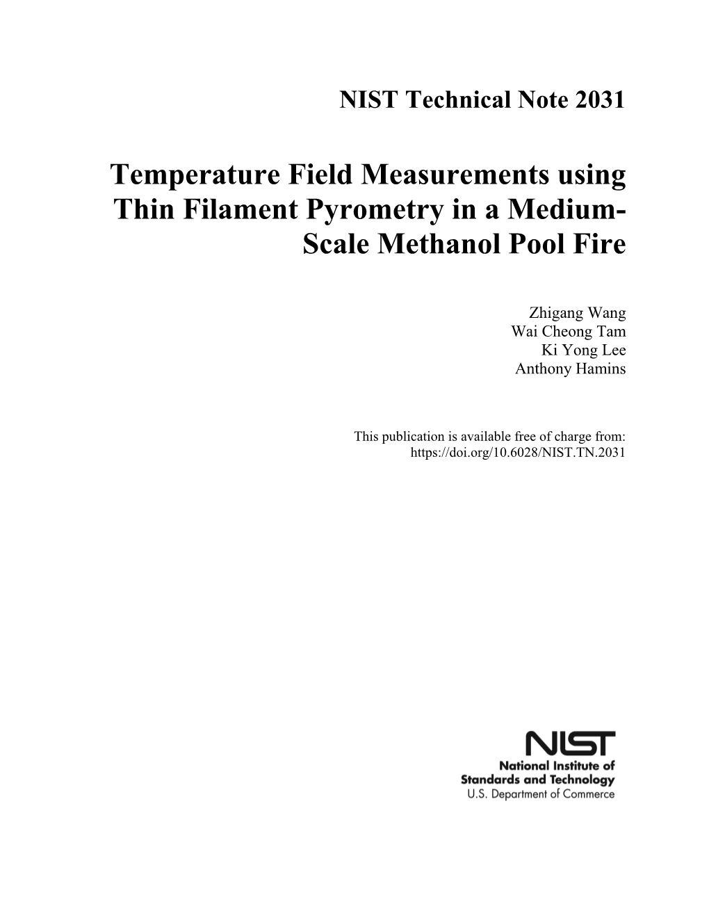 Temperature Field Measurements Using Thin Filament Pyrometry in a Medium- Scale Methanol Pool Fire