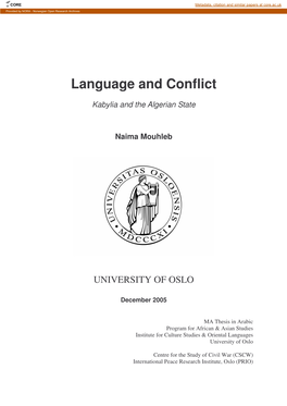 Mouhleb, Naima 2005 Language and Conflict. Kabylia and the Algerian