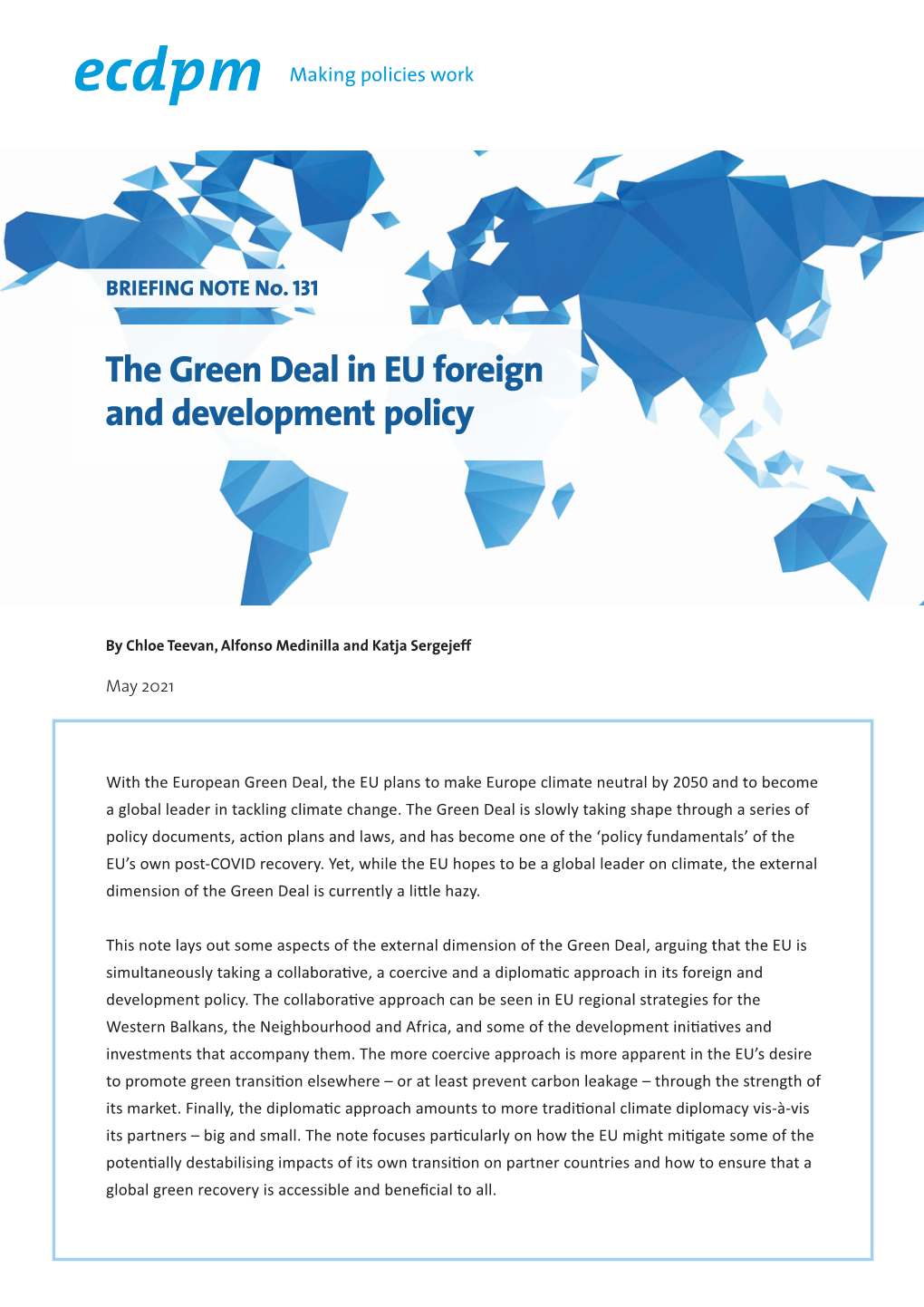 The Green Deal in EU Foreign and Development Policy – ECDPM Briefing Note