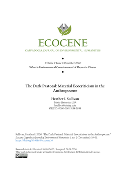 Ecocene Cappadocia Journal of Environmental Humanities