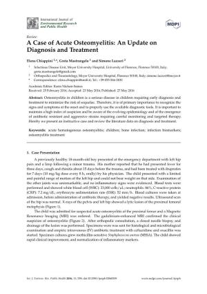 A Case of Acute Osteomyelitis: an Update on Diagnosis and Treatment