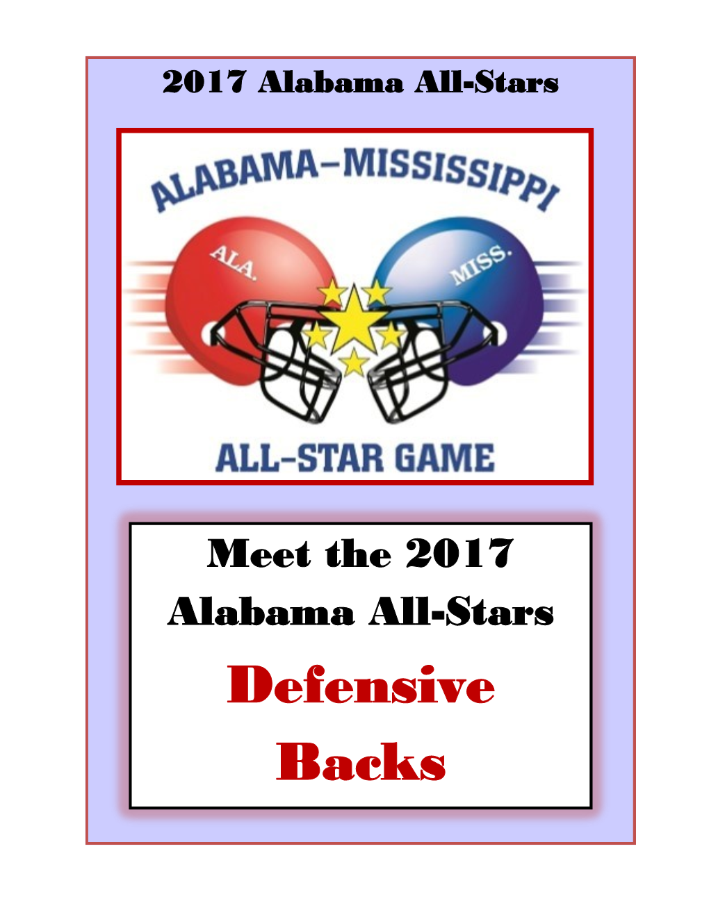 Defensive Backs 2017 Alabama All-Stars