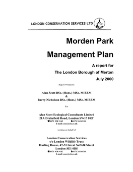 Morden Park Management Plan