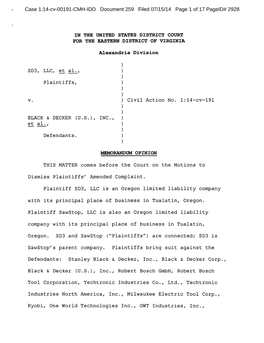 Case 1:14-Cv-00191-CMH-IDD Document 259 Filed 07/15/14 Page 1 of 17 Pageid# 2928