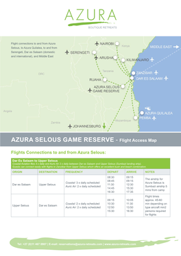 AZURA SELOUS GAME RESERVE - Flight Access Map