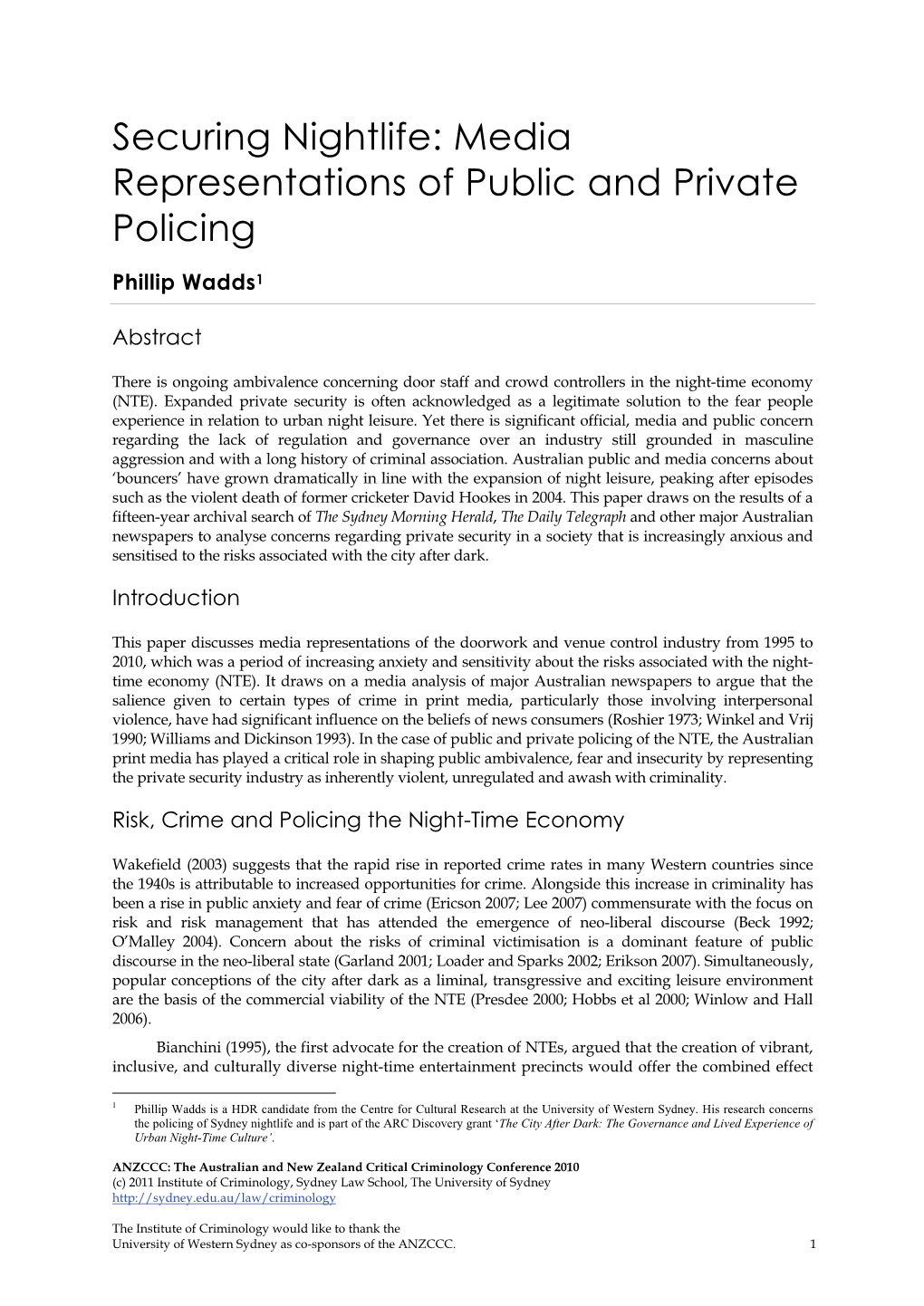 Media Representations of Public and Private Policing