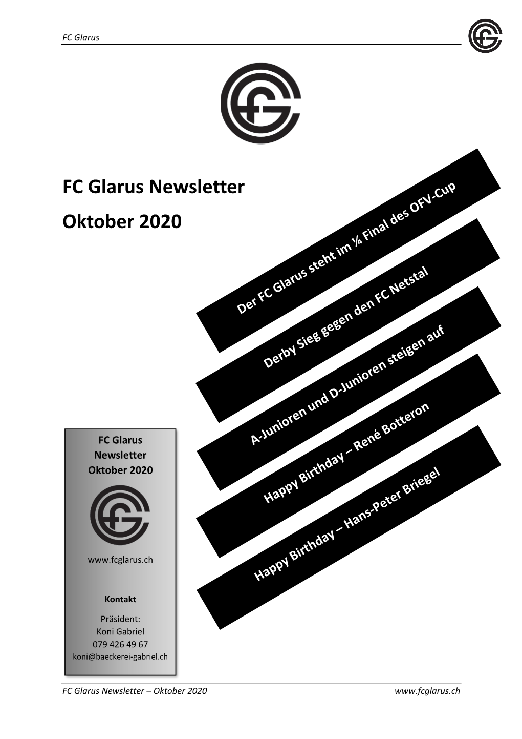 FC Glarus Newsletter Oktober 2020