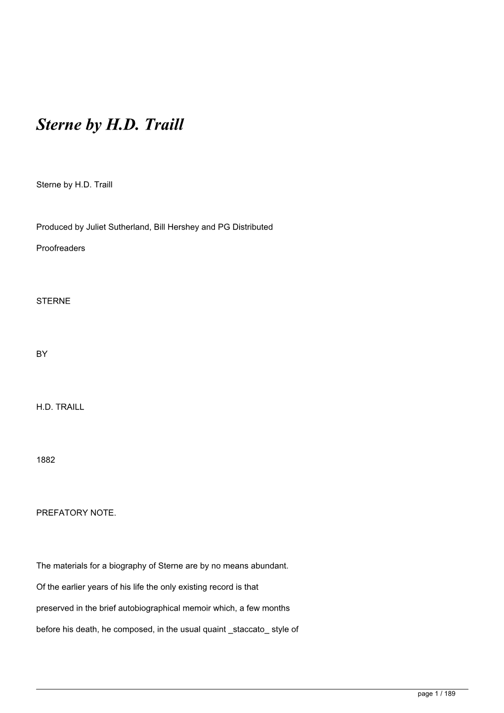 Sterne by HD Traill</H1>