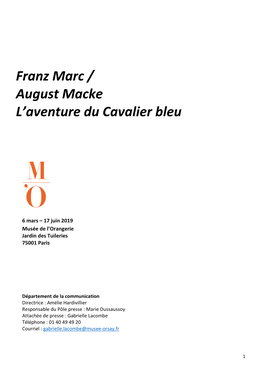 Franz Marc / August Macke L'aventure Du Cavalier Bleu