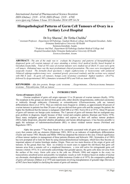 Histopathological Patterns of Germ Cell Tumours of Ovary in a Tertiary Level Hospital