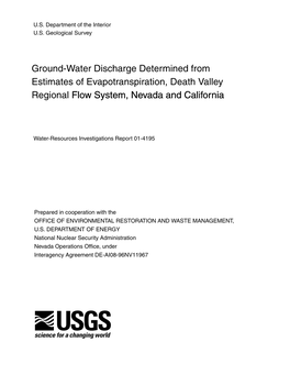 Ground-Water Discharge Determined from Estimates of Evapotranspiration, Death Valley Regional Flflowow System, Nnevadaevada and Californiacalifornia