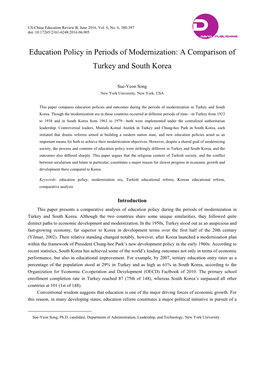 Education Policy in Periods of Modernization: a Comparison of Turkey and South Korea