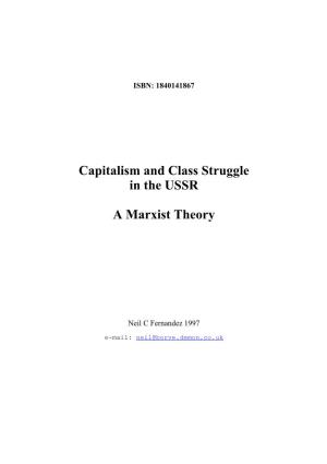 Capitalism and Class Struggle in the USSR a Marxist Theory
