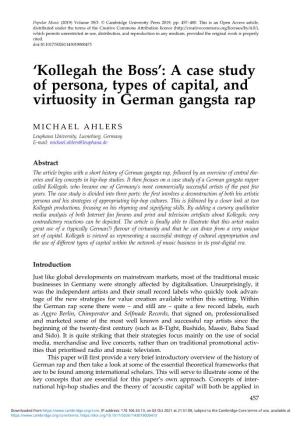 'Kollegah the Boss': a Case Study of Persona, Types of Capital, And
