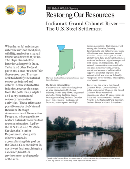 Restoring Our Resources Indiana’S Grand Calumet River — the U.S