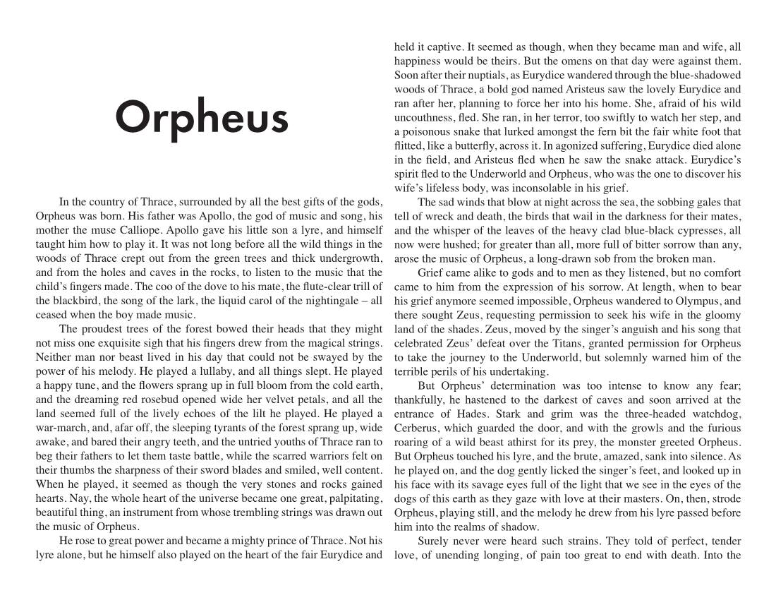 Orpheus a Poisonous Snake That Lurked Amongst the Fern Bit the Fair White Foot That Flitted, Like a Butterfly, Across It