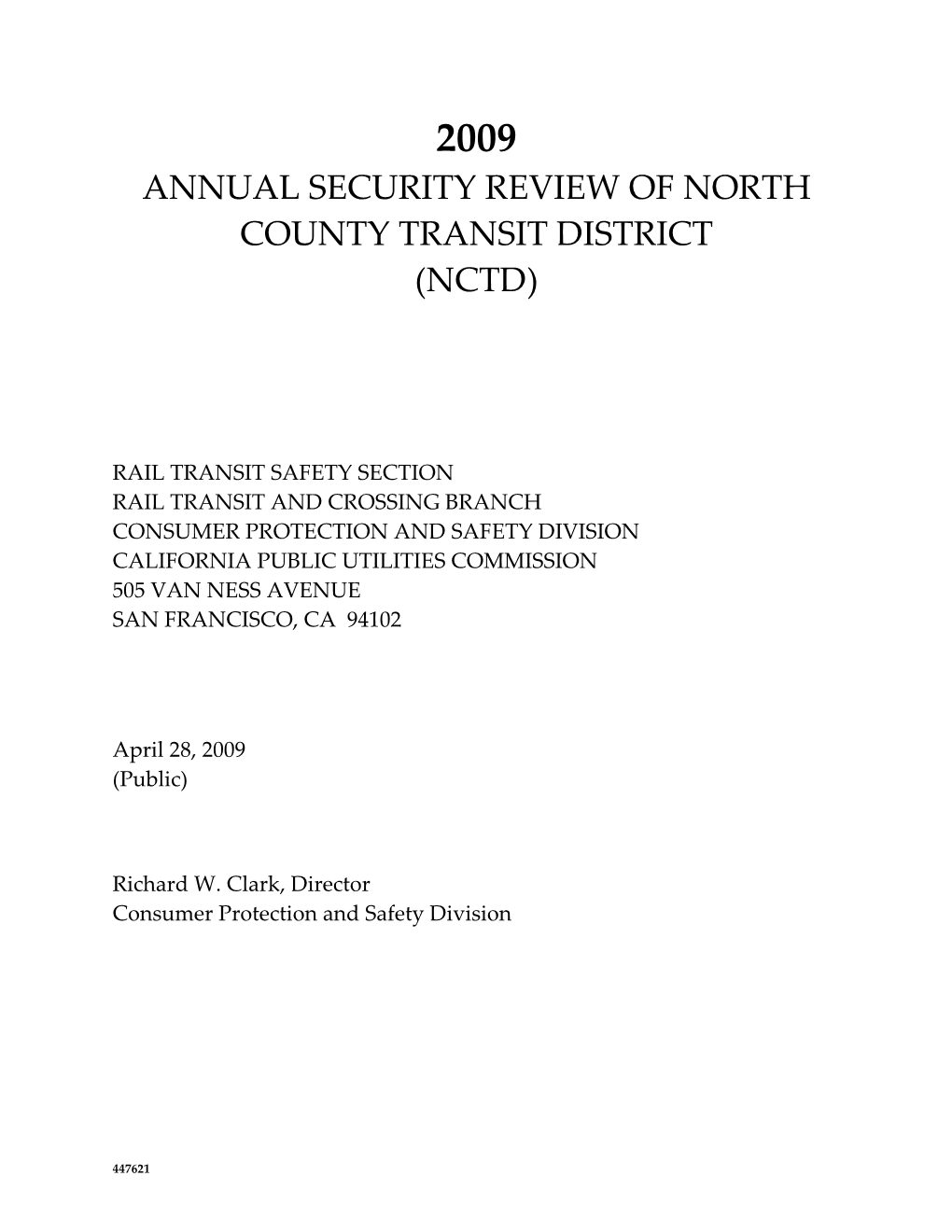 Annual Security Review of North County Transit District (Nctd )