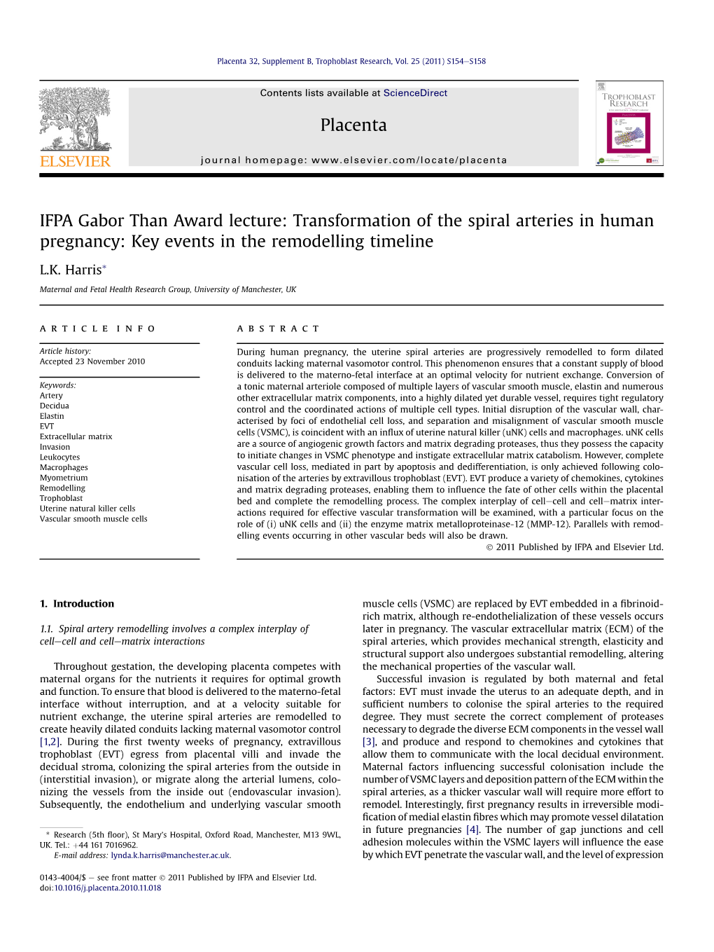 Transformation of the Spiral Arteries in Human Pregnancy: Key Events in the Remodelling Timeline