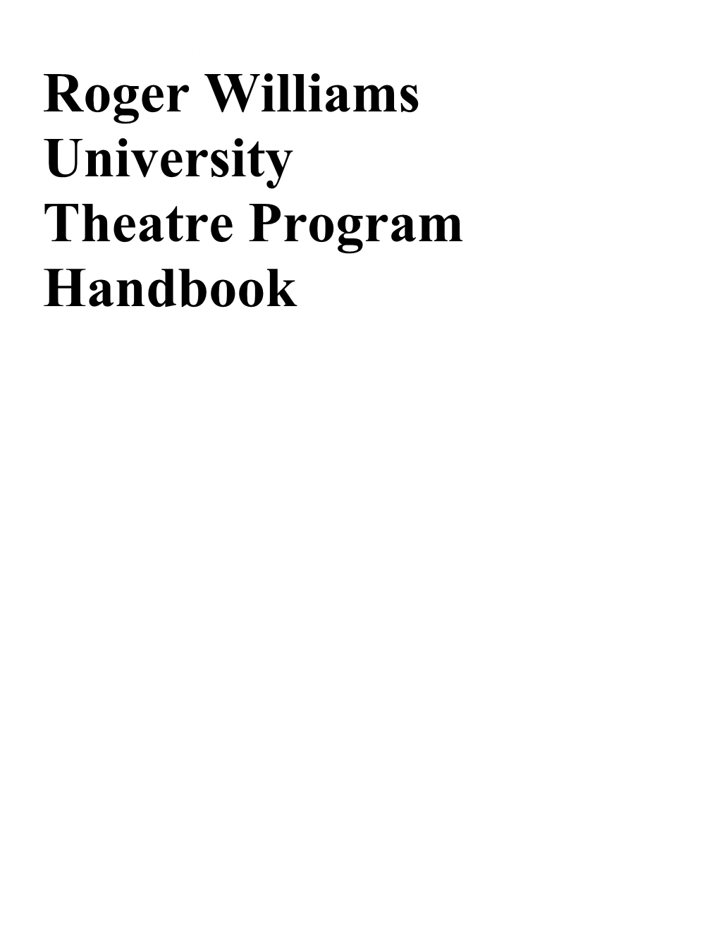 Roger Williams University Theatre Program Handbook