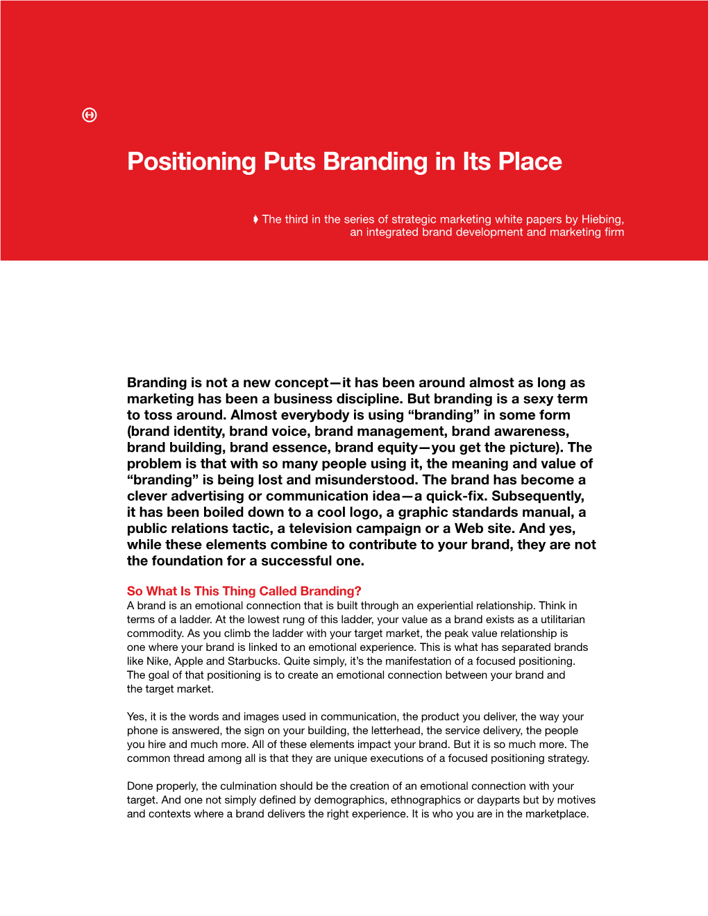 Positioning Puts Branding in Its Place