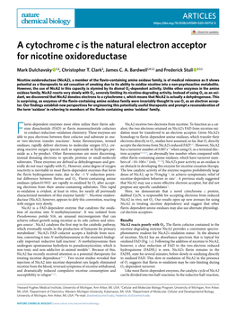 A Cytochrome C Is the Natural Electron Acceptor for Nicotine Oxidoreductase