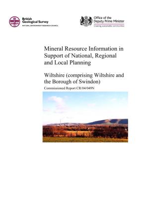 Mineral Resources Report for Wiltshire