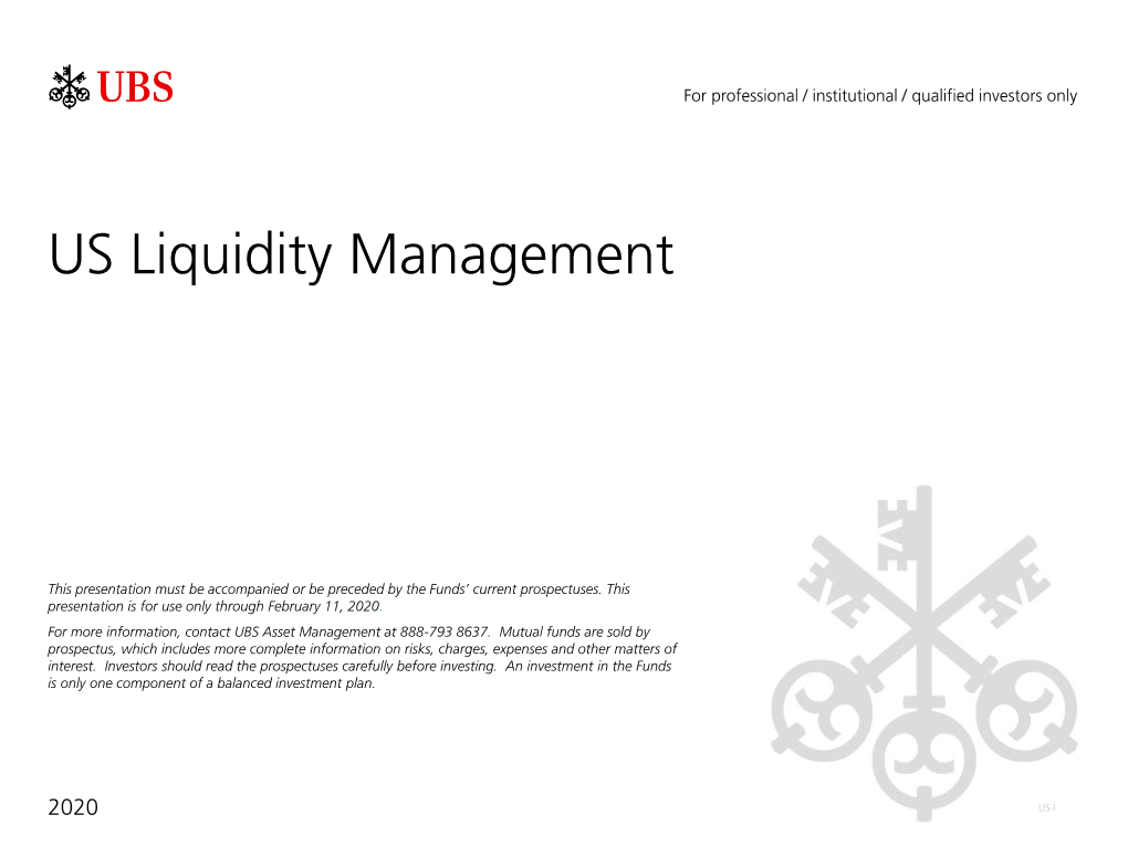 UBS: Liquidity Management Presentation