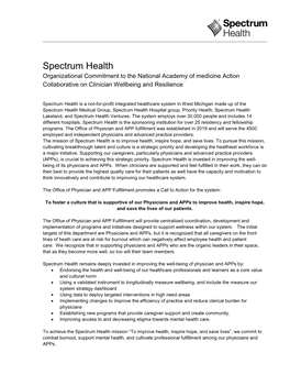 Spectrum Health Organizational Commitment to the National Academy of Medicine Action Collaborative on Clinician Wellbeing and Resilience